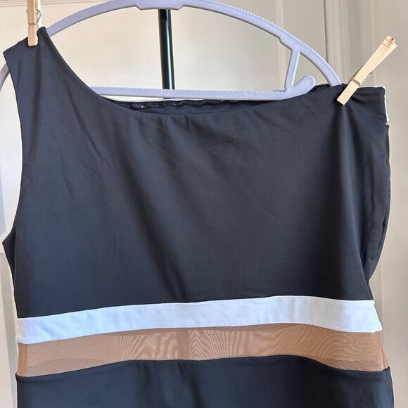 Nomads Coastal One Piece One Shoulder Swimsuit Black Brown Mesh Size 2XL - Picture 5 of 14